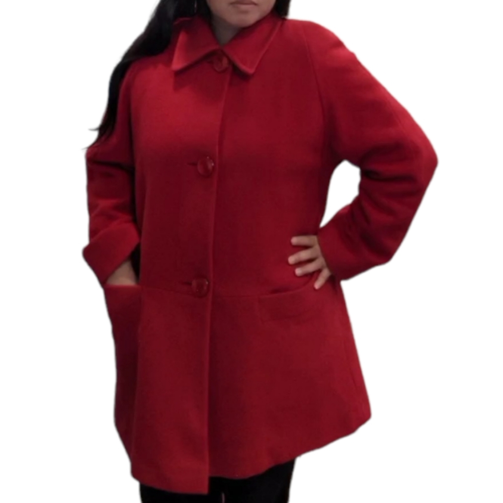 EUC Scarlet Red Wool Cashmere Winter Peacoat Mallia Melanie Lyne size 6 - Picture 3 of 14